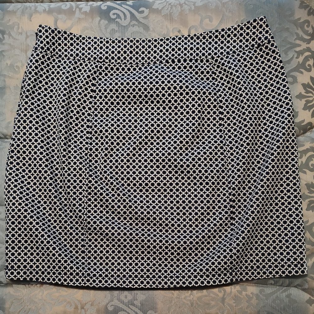 Nautica navy blue & white nautical style, patterned skirt, excellent cond. sz 12 - Picture 2 of 5